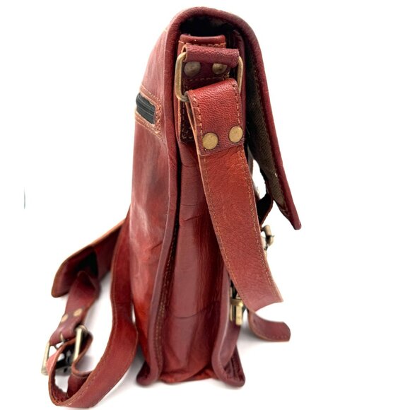 Komal’s Passion Leather Handmade Crossbody Messenger Bag Vintage Brown Satchel - Picture 4 of 11